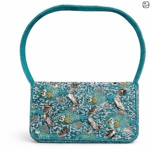 Viral Beaded Fish Teal Handbag